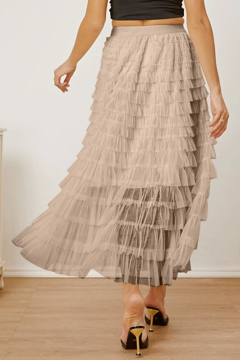 'Milena' Ruched High Waist Tiered Skirt - Celes Fashion